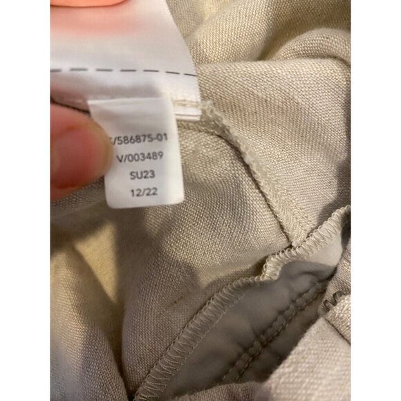 Athleta 8 Beige Linen Voyager Skirt Essential Cargo Pocket Mini Length GUC - Picture 6 of 6